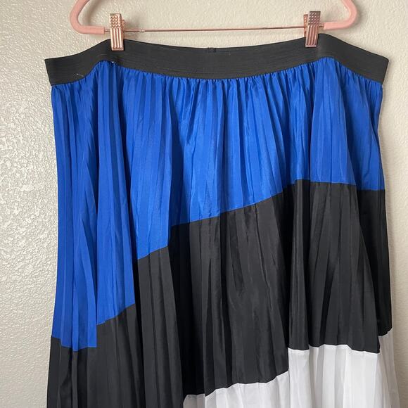 Lane‎ Bryant Skirt Womens Size 26 Colorblock Maxi Pleated Pull On A-Line Retro - Picture 4 of 10